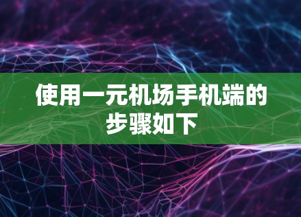 使用一元机场手机端的步骤如下
